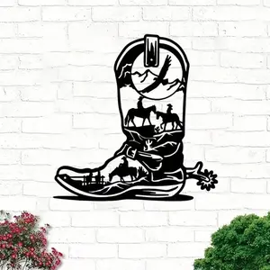 Cowboy Boots Pattern Wall Art, Rustic Western Style Wall Decor, Wall Art Decor for Home Living Room Bedroom Office, Vintage Decor