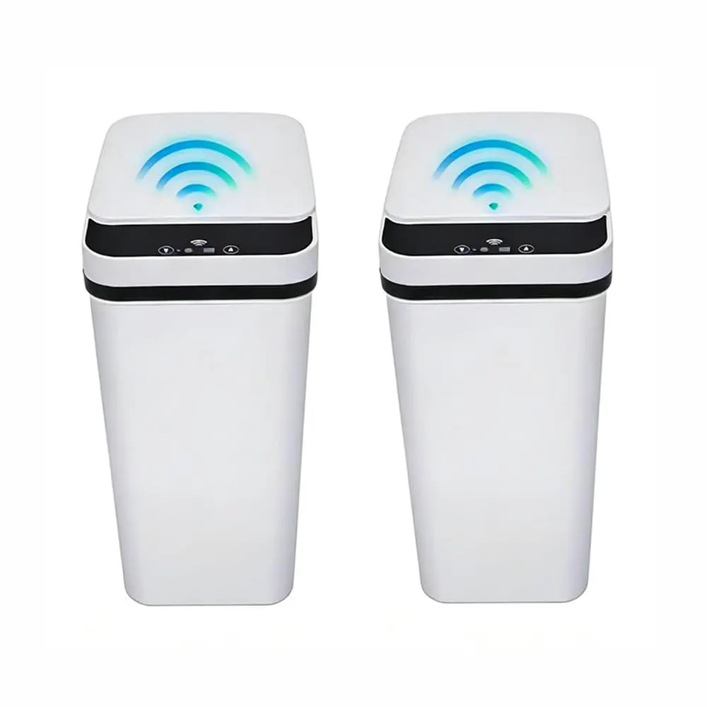 2.2 Gallon Trash Can for Bathroom, Automatic Motion Touchless Sensor Smart Garbage Can,Slim Waterproof Trash Bin for Bedroom, Bathroom, Office, Living Room,White and Black Trash Can,Bathroom Gadget