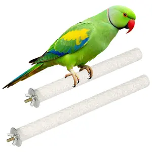 PETAXCELL Bird Cage Perch, Colorful Parrot Grinding Claw Sticks, Platform Paw Stand Toy 8/10 Inch, (Wooden, White, 2pcs)/ Intended For Small Medium Birds/Parrots/Finches/Lovebird
