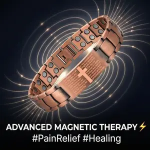 2X Copper Magnetic Bracelet for Men,Ultra Strength Cross Bracelet With Ring Include Adjustable Link, Jewelry Gift Wearable