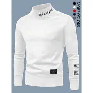 Men’s casual slim-fit basic knitted lightweight turtleneck pullover sweater; men’s long-sleeve urban-style sweatshirt—soft and warm for everyday wear in fall outfits and winter outfits