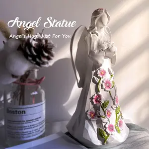 Angel Decorative Figurine, Healing Soft Beauty Style, Handmade 3D Flower Craft, Floral, Perfect Gift for Cozy Home Decor, Bedroom, Desk, Shelf