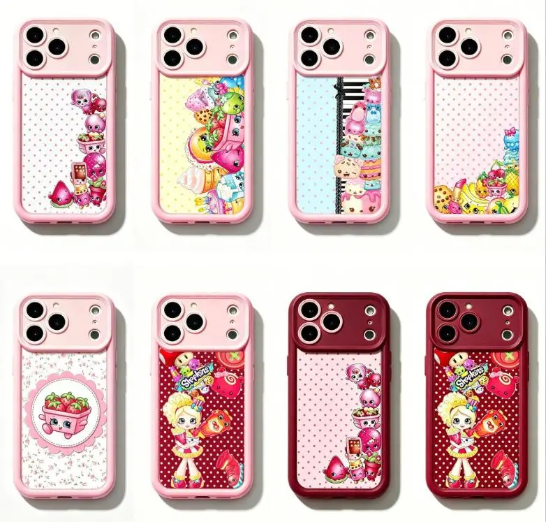 Shopkins Cartoon Print Smartphone Case - Sky Ladder Layered Material for iPhone 11-17 Pro Max/Plus, Samsung Galaxy S23-25 Cellphone Devices, Handheld Protection, Casing