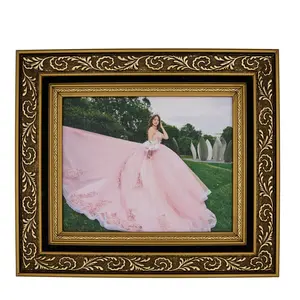Luxe Gold and Black Picture Frame for Wall - FRAME ONLY -For 8x10 print, Black Velvet liner with Gold Accents, High-Quality Materials for Wedding, Quinceañera, Graduation & more