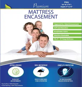 Full Size Mattress Protector   Zippered Cover   Encasement White