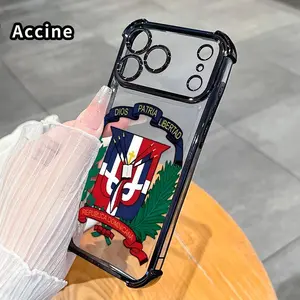 Phone Case for iPhone 17 Pro Max 16 15 Plus Air 14 13 12 11 E Dominican Republic Emblem Pattern Four-corner Thickened Anti-drop Protective Silicone Cover Gift