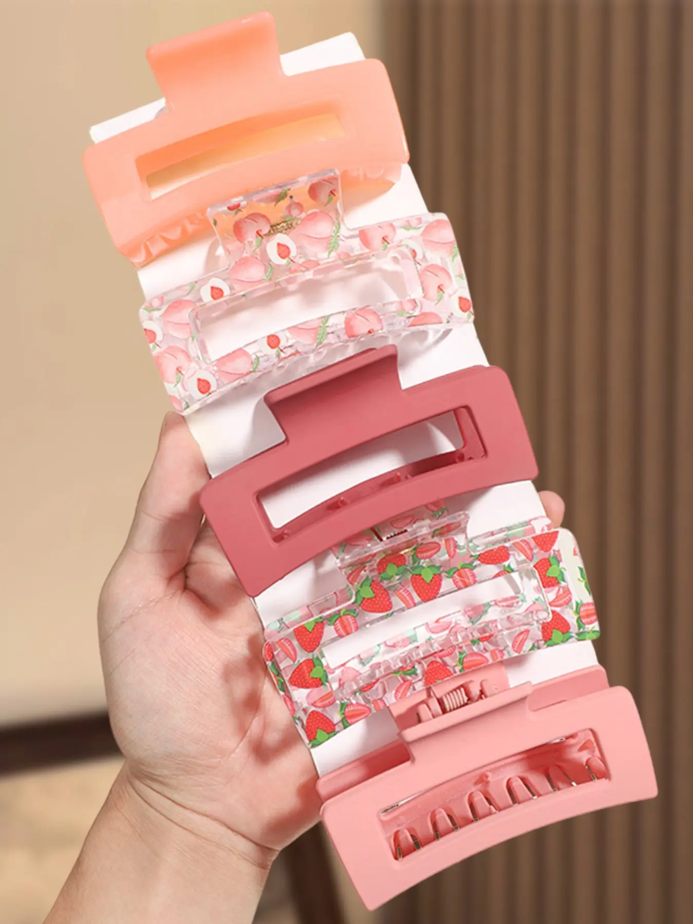 5pcs Fashion Soft Rectangular Hair Clips, Minimalist Style Women's Daily Accessories, Suitable for Dense or Sparse Hair, Spring Summer Fall, Hair Claws Set, Claw Clip Pack