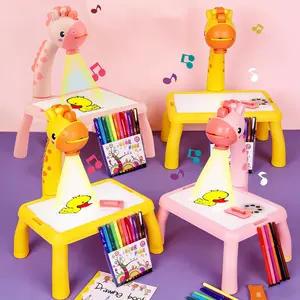 Kids Drawing Projection Toy, Cute Deer Design with Sound and Light, Battery Operated Projector Drawing Board for Ages 3+, Includes Art Tools, Perfect Birthday or Holiday Gift