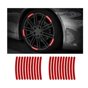 20PCS Reflective Wheel Rim Stickers – Fluorescent Car Tire Stripe Decals, Night Safety Warning Tape for Cars & Motorcycles