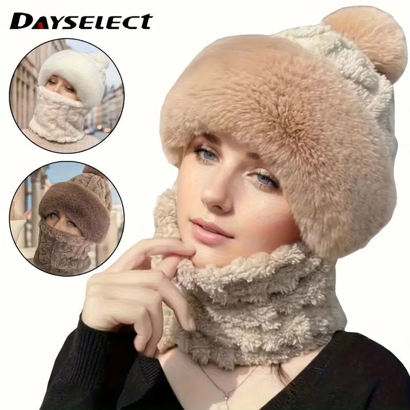 Women's winter hat and scarf 2025 new style plus velvet thickened cycling windproof and cold-proof electric car warm pullover hat