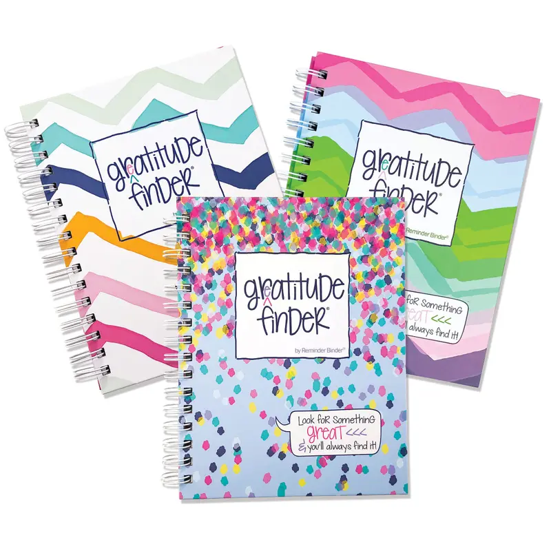 Gratitude Journals 3-Pack Gratitude Finder - Office Stationery Journaling Notebooks, 8.75in Portable, 52 Non-Dated Weekly Spreads, Tabs, Elastic Band, Mood-Boosting, Personal Organization, Ideal for Moms, Sisters, Daughters, Grandmas