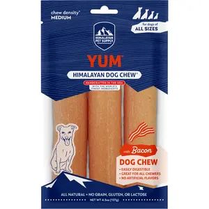 Himalayan Pet Company YUM Dog Chew Bacon Flavor Medium-Density All-Natural Long-Lasting Chews for All Sizes 4.5oz Made in USA
