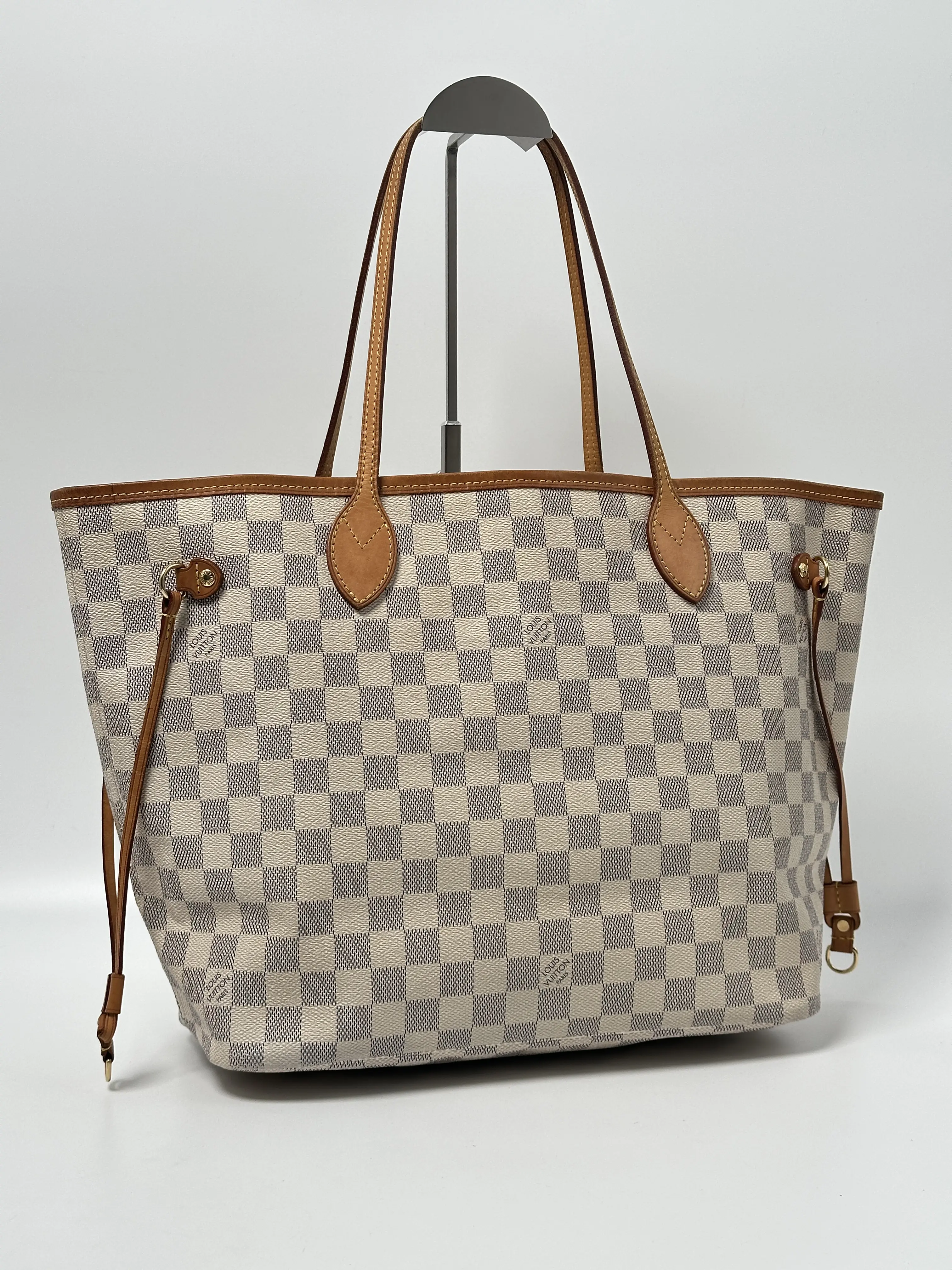 Pre-owned Louis Vuitton Cavnas Tote Bags Canvas Neverfull MM Damier Azur Tote Bag Shopper Handbag JE641LV