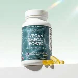 Vegan Omega-3 Power by BrainMD | Supplement with Algal-Derived EPA + DHA | Softgels