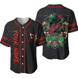 Custom Freddy Krueger Baseball Jersey Shirt, Baseball Jersey Shirt, Outdoor Sports, Sport Shirt, Dynamic And Comfortable