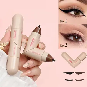 Rotating Double-Ended Eyeliner Stamp Pen, Foldable Wing Stamp Design, Quick-Dry Long-Lasting Waterproof Smudge-Proof Liquid Liner, Easy Cat Eye Makeup Tool for Women & Girls, Vegan & Cruelty-Free