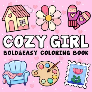 Cozy Girl: Bold and Easy Coloring Book for Adults and Kids with Simple, Cute and Cozy Illustrations for Relaxation and Stress Relief (Twilight Tones Bold and Easy Coloring Books)