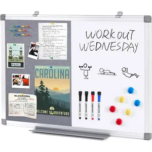 2 in 1 Combo Board  Whiteboard & Felt Board,Dry Erae Board Bulletin Board Viion Board for Wall,,chool,Office,24x18inche