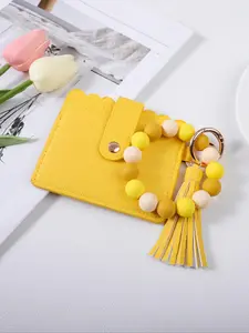 Fashionable Beads & Tassel Decor Keychain, Casual Versatile Card Holder Keychain for Women & Men, Trendy All-match & Exquisite Keychain for Birthday Gift, Keychain Bag Pendant