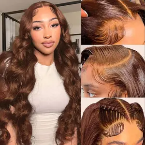 Chocolate Brown Lace Frontal Wigs Human Hair 13x4 Body Wave Lace Front Wigs for Women 180% Density Glueless Wigs pre Plucked with Baby Hair