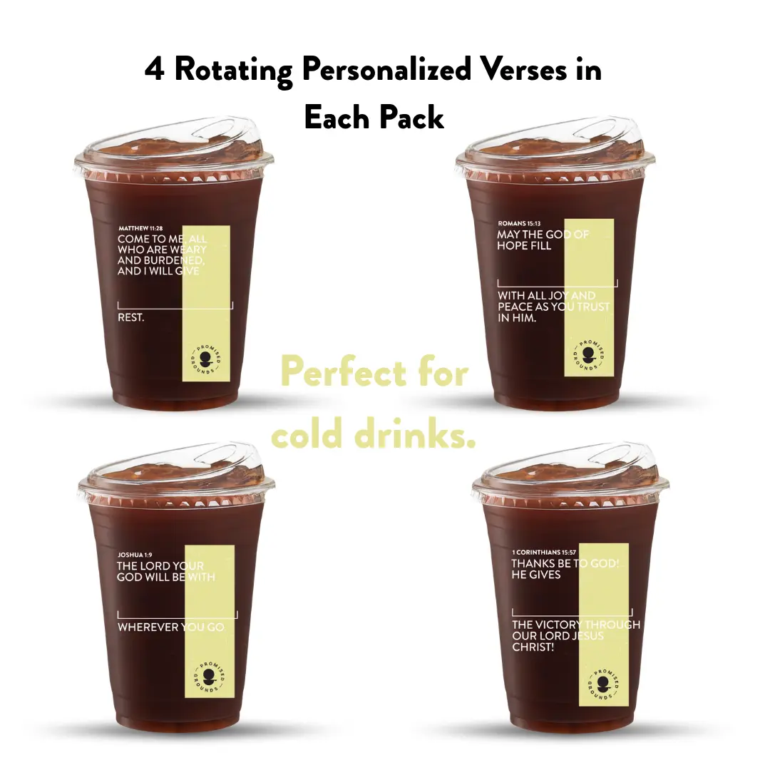 Yellow Plastic Scripture Cups & Lids