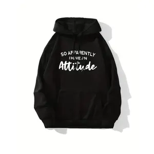 Attitude Hoodie Unisex Graphic Pullover Hoodie Casual Streetwear Hooded Sweatshirt Funny Quote Hoodie Oversized Cozy Hoodie for Men Women Trendy Fall Winter Daily Wear