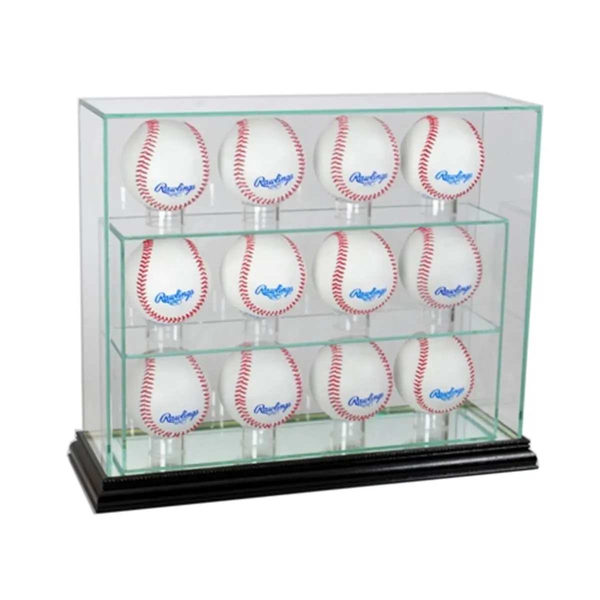 Perfect Cases  12 Baseball Upright Display Case- Black