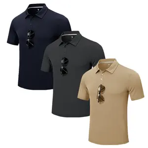 TBMPOY 3-Pack Men's Golf Polo Shirt Short Sleeve Moisture Wicking Shirts Collared Outdoor UPF 50+ Pique Jersey Shirts