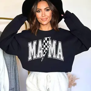Mama sweater, Distressed, Checkered, Lightning Bolt, Mom, Mother, Children, Parent Hoodie, T-shirt and sweater
