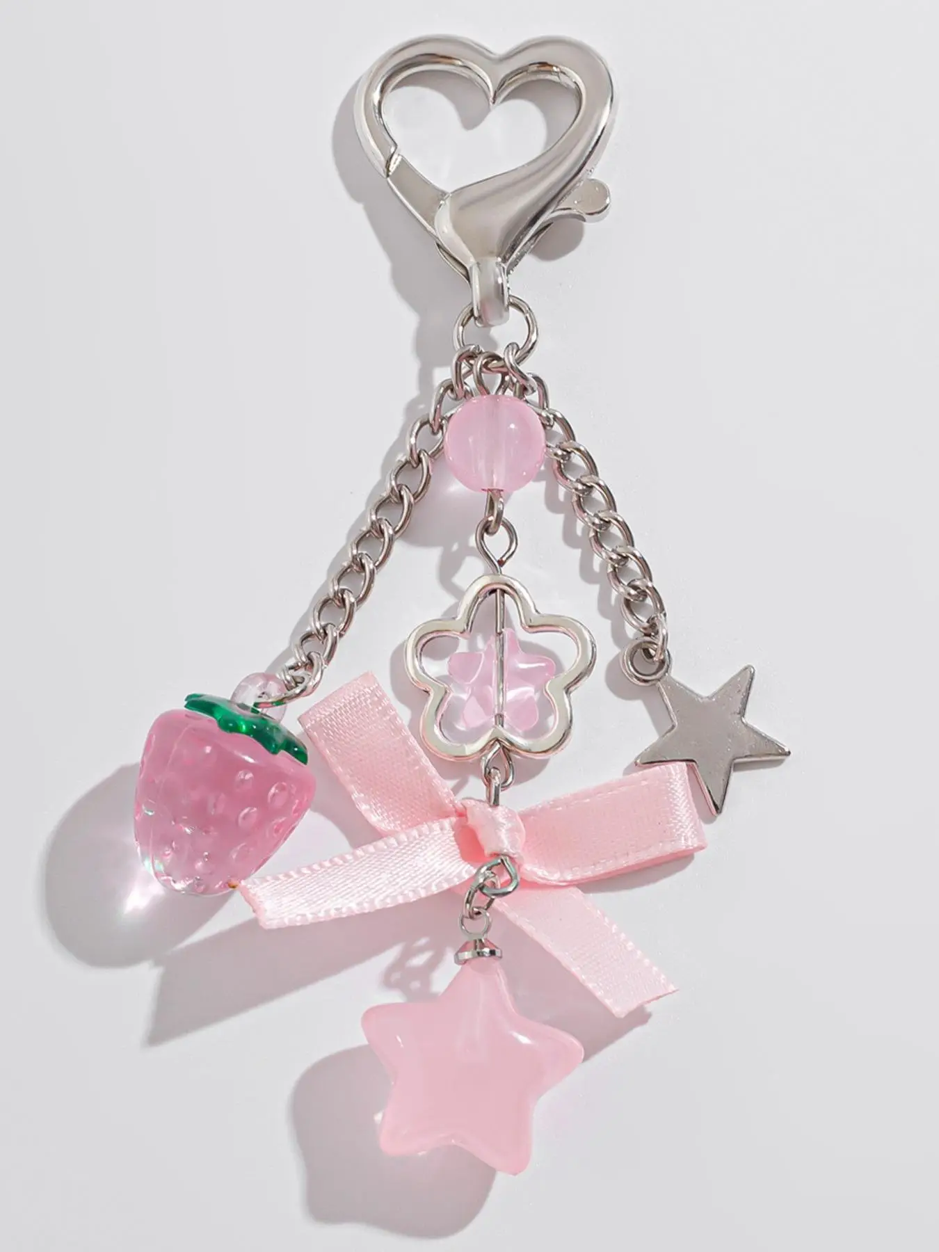 Cute Star & Strawberry & Bowknot Design Keychain, Fashionable Keychain for Women & Girls, Trendy All-match Keychain for Birthday Gift