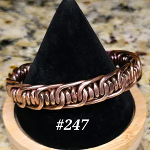 #247 Pure Copper 7  3/8" x 9/16" Hand-Woven Cuff Bracelet Handmade Artisan Jewelry Unisex Gift Ready Handcrafted Open Cuff Design Comfortable Daily Wear