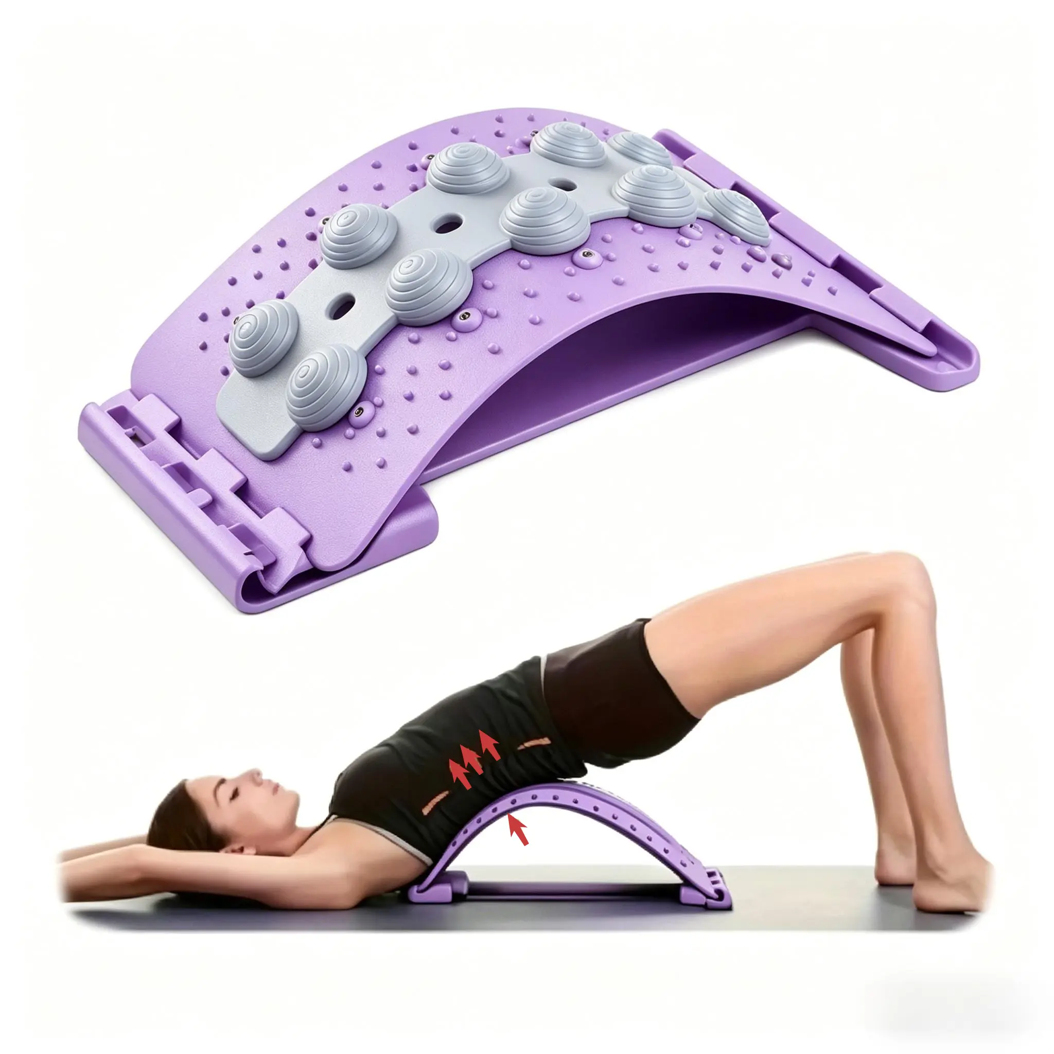 Ergonomic Portable Back Stretcher - Lumbar Relaxer, Spine Correction, Hunchback & Shoulder Relief, Waist Support, Thin Back Massager for Yoga & Outdoor Fitness Balance Training Equipment, Stress Relief Muscle Therapy Tool
