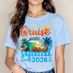 Casual Summer Style Women's T-Shirt Cruise Ship And Tropical Paradise Design 2026 Theme Perfect For Vacation Getaways And Beach Trips Ideal Gift For Travel Lovers And Cruise Enthusiasts