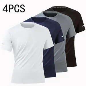 4pcs Men Sports Tshirts Casual Short Sleeve Fitness Outdoor