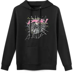 Spider Web Graphic Hoodie with Rhinestone Letter Print Casual Pullover Hooded Top for Men Women Y2K Style Streetwear Hoodie Mother's Day and Father's Day Gifts