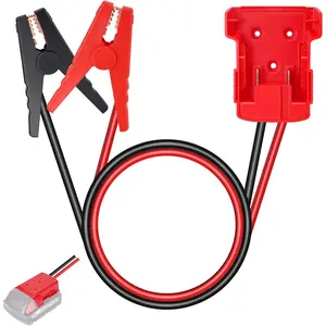 Jumper Cables Adapter with Alligator Clips Compatible with Milwaukee M18 18V Battery, 2FT 8AWG Silicone Wire Jumper Starter, Automotive Booster Cable Power Tool Line for Jump Starting Car, SUV, Truck