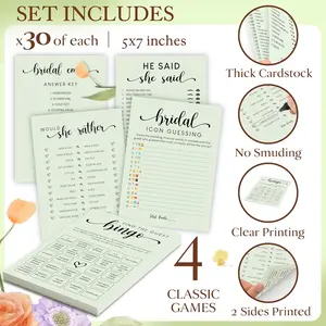 Hilarious Bridal Shower Games 30 Guests - Wedding Games for Reception Decorations, Funny Find The Guest Bingo Game, Would She Rather Sage Bridal Shower Activities