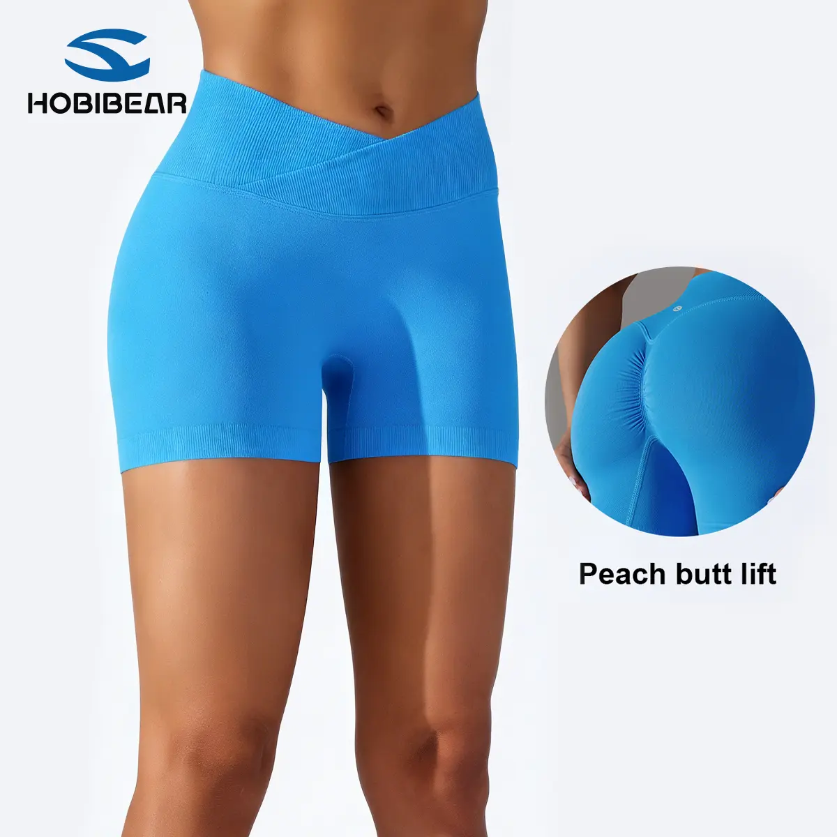 HOBIBEAR Women's High-Waisted Crossover Shorts - Crossback Cut, Scrunch Booty Lift, Snatched Fit, Breathable Athletic, Athleisure Casual Bottoms for Gym, Running, Athleisure Casual Shorts, Breathable Athletic Shorts