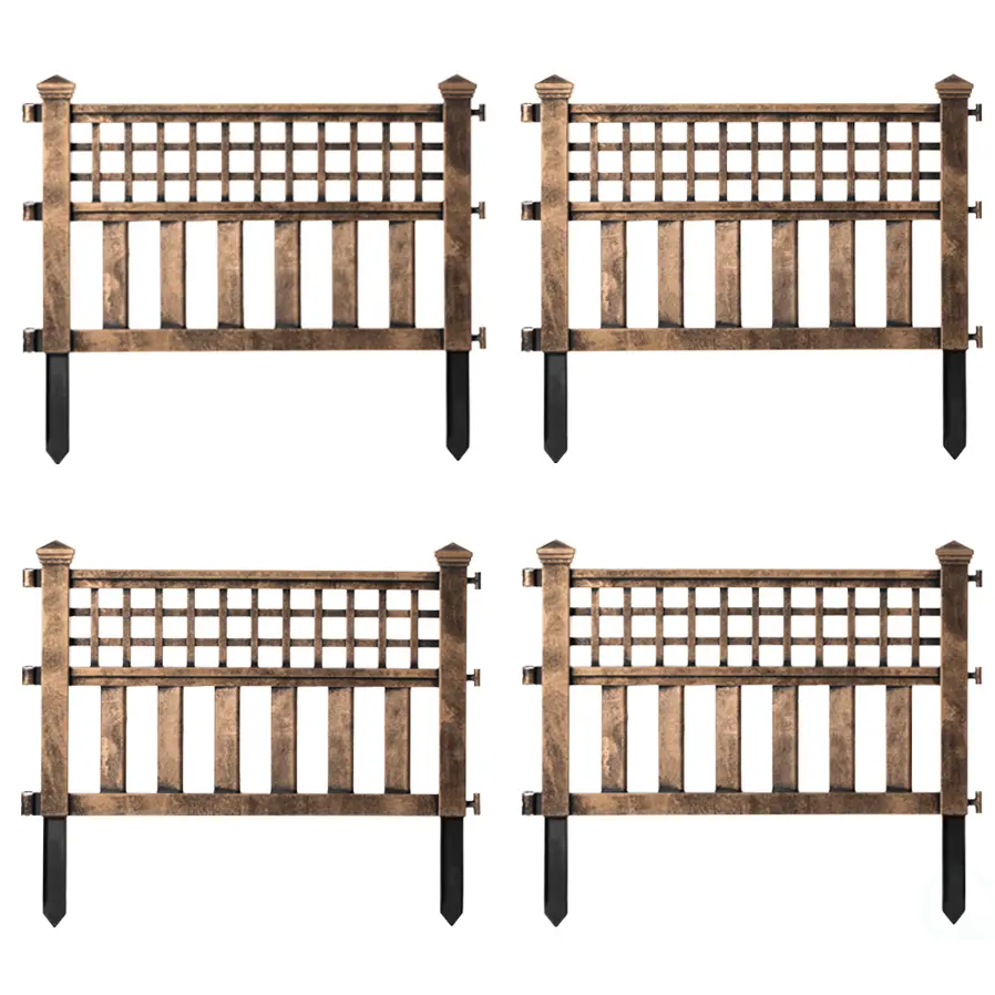 0.75 x 20.5 x 23.75 in. Plastic Outdoor Decor Garden Flower Edger Fence Border Panels, Bronze - Set of 4