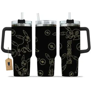 Elite Tumbler - Umbreon PKM Anime 40oz Travel Tumbler With Handle & Straw, Gift For Fans Anime, Insulated Cup for Hot & Cold Drinks