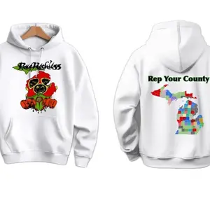 Rep Your County Ruereckless Hoodie - White with Colorful Map Design & Ruereckless Logo - Comfortable & Stylish