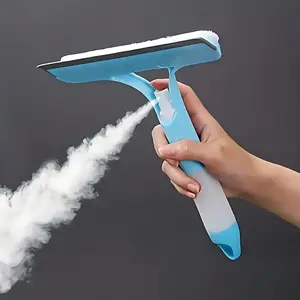 3-in-1 Handheld Glass Window Cleaner with Built-in Spray, Squeegee & Cleaning Sponge, Streak-Free, Soft Rubber Durable, for Bathroom Mirror Shower Glass Car Window, Home Cleaning Supplies