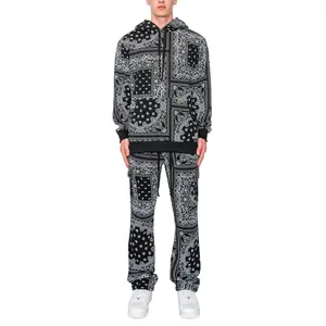 Men's Bandana Pullover Cargo Flared Fleece Set