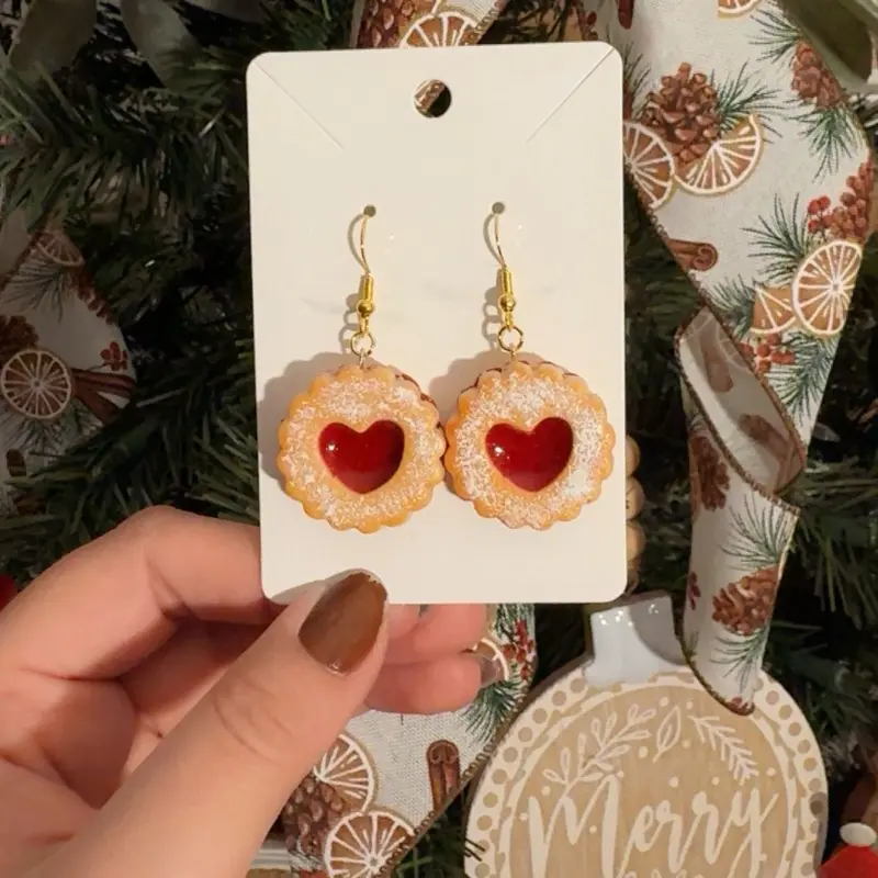 Linzer Cookie Earrings, Polymer Clay Earrings.