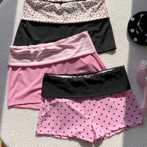 Women's 3-Pack Casual Foldover Waist Cropped Shorts - Light Fabric, Elastic Fit, Comfortable Everyday Bottoms for Summer Outings