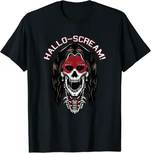 Scary Halloween Skeleton Skull Head Horror Trick Or Treat T-Shirt - 41B09HQ17XC5