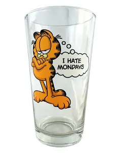 Garfield Cat I Hate Mondays 16oz Pint Drinking Glass Tumbler
