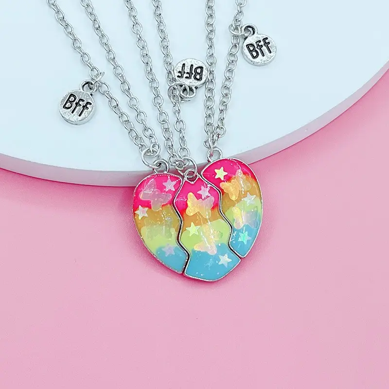 Best Friend Necklace Friendship Necklace Magnetic Matching Heart BFF Necklace for 3 Girls Friendship Gifts Gold Plated Best Friend Necklace Friendship Necklace Magnetic Matching Heart BFF Necklace for 3 Girls Friendship Gifts Gold Plated