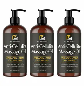 3 Pcs M3 Naturals Cellulite Massage Oil 8oz-Smooth the Appearance of Cellulite  FQ-Body Care & Skin Care Massage Oil -Topical Collagen and Plant Stem CellBody Oil to Restore Texture and Elasticity-Soothing Body Oil