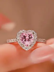 ✨ POV: You just found the dream ring you’ve been manifesting... Sparkling Pink Heart Halo Diamond Ring | Romantic Proposal Goals, Aesthetic Heart Promise Ring for Her, Bridal Jewelry Trend 2026 💖💍 Heart Shaped Ring, Bridal Rings